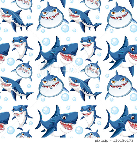 Playful Sharks and Bubbles Pattern 130180172