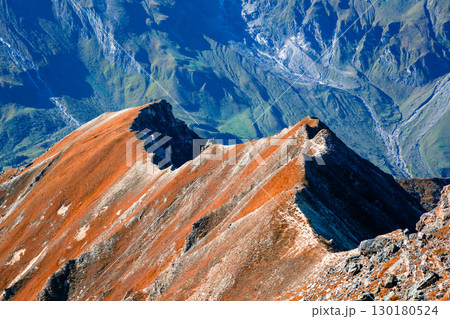 Full frame of mountain ridge. Mountain landscape wild nature background. Grossglockner High Alpine Road. Wilderness of Austria, Europe 130180524