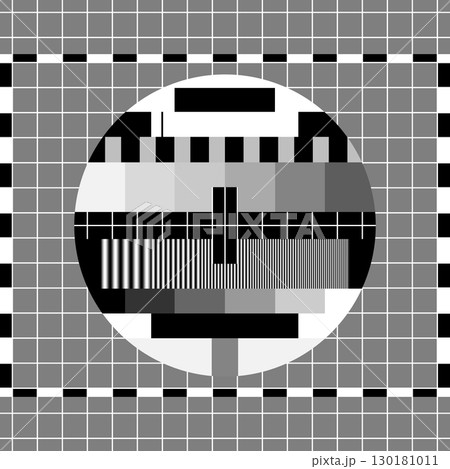 Television test card with rainbow multicolor stripes in case of no signal. 130181011