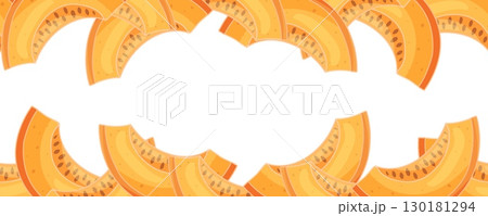 Seamless pumpkin slices border on white background 130181294