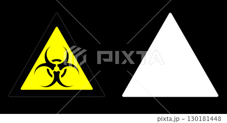 Biohazard yellow triangle warning sign. Biohazard sign background via an alpha channel. 130181448