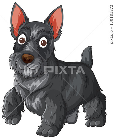 Scottish Terrier Cartoon Dog Standing on White Background 130181872