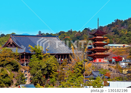 【広島県】紅葉した秋の宮島（厳島神社） 130182196