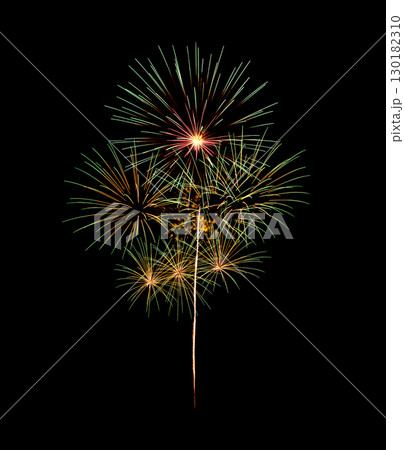 Colorful firework sparkling on black background for celebration and anniversary Colorful firework sparkling on black background for celebration and anniversary 130182310