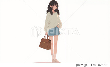 バッグを持つ若い女性 130182358