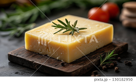Delicious Block Of Cheese With Fresh Rosemary Garnish Delicious Block Of Cheese With Fresh Rosemary Garnish 130182950