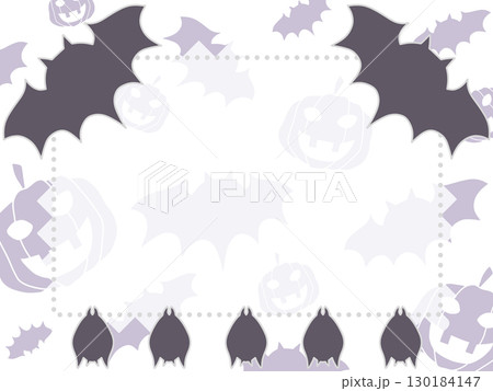 コウモリとカボチャのハロウィン用フレーム（白） 130184147