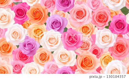《AI画像》ピンク色や白色の薔薇の花束 130184357