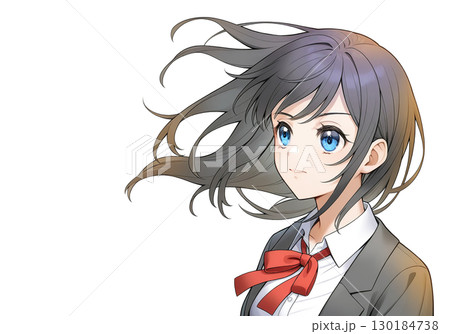 未来を見つめる女子学生 背景なし 未来を見つめる女子学生 背景なし 130184738