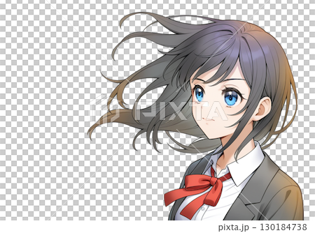 未来を見つめる女子学生 背景なし 未来を見つめる女子学生 背景なし 130184738