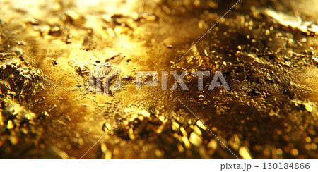 Gold background with water drops. Golden background with gold splashes - Ai Generated 130184866
