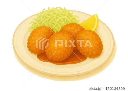【家庭料理】牡蠣フライ(カキフライ)のイラスト 130184899