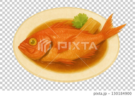 金目鯛(キンメダイ)の煮付けのイラスト 130184900