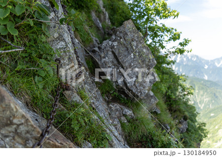 北アルプスの不帰嶮の鎖場 北アルプスの不帰嶮の鎖場 130184950