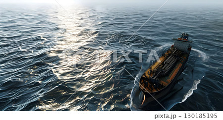 Cargo ship sailing in the sea at sunset. Large cargo ship sailing in the sea - Ai Generated Cargo ship sailing in the sea at sunset. Large cargo ship sailing in the sea - Ai Generated 130185195