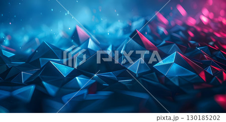 Abstract polygonal space low poly dark background with connecting dots and lines - Ai Generated 130185202