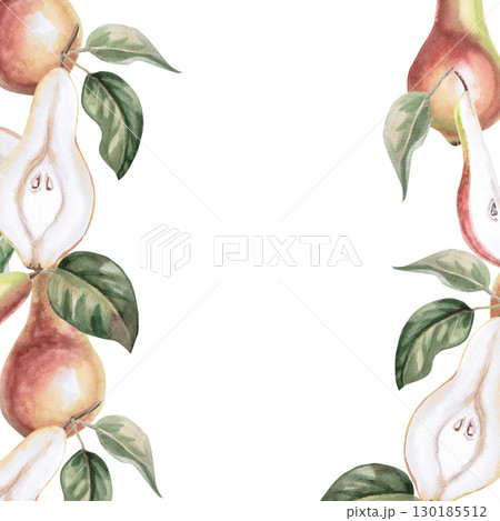 Square frame with different parts of pear....のイラスト素材 [130185512] - PIXTA