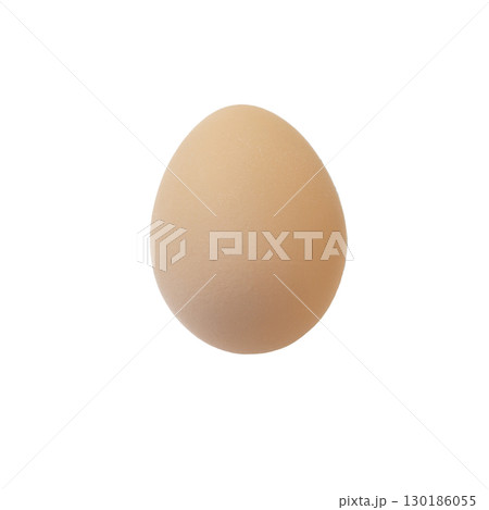 Single Natural Chicken Egg Light Brown Color Isolated On White Background In Standing State. Blank for artwork, mockup Single Natural Chicken Egg Light Brown Color Isolated On White Background In Standing State. Blank for artwork, mockup 130186055