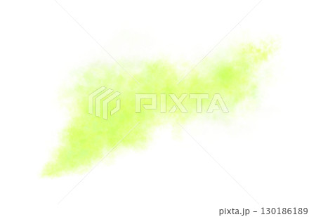 Bright chartreuse and lime green smoke cloud isolated on transparent background with soft texture and realistic detail 130186189