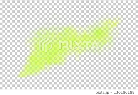 Bright chartreuse and lime green smoke cloud isolated on transparent background with soft texture and realistic detail 130186189