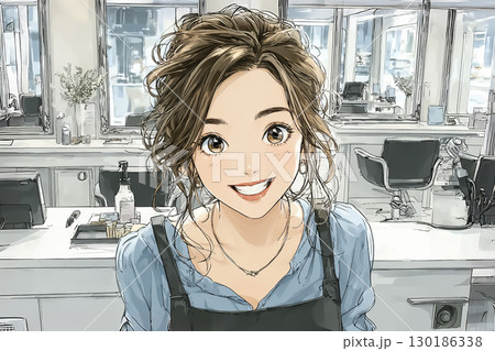 美優シリーズ：美容院の受付で笑顔の日本人女性 130186338