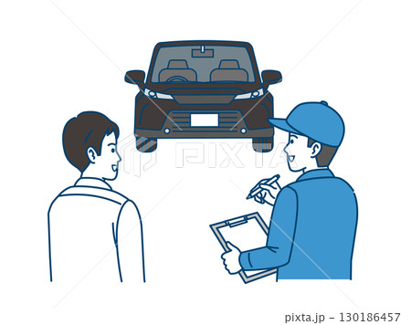 自動車を車検に出す男性のイラスト 130186457
