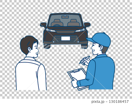 自動車を車検に出す男性のイラスト 130186457