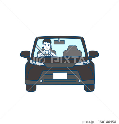 ドライブ、車を運転する男性のイラスト ドライブ、車を運転する男性のイラスト 130186458