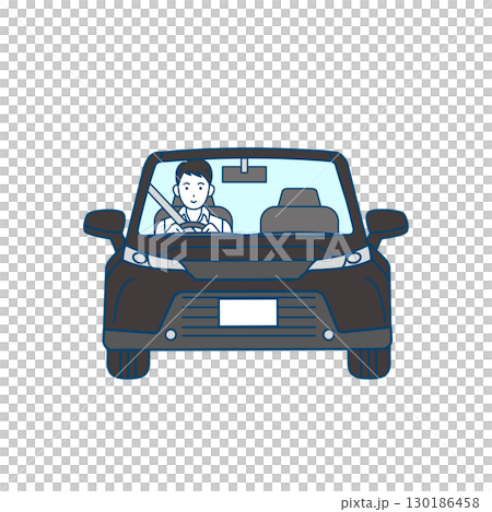 ドライブ、車を運転する男性のイラスト ドライブ、車を運転する男性のイラスト 130186458