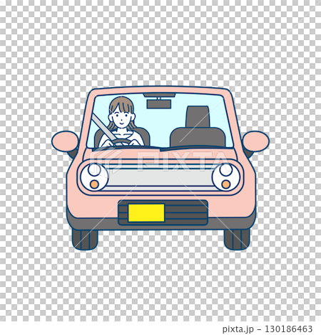 ドライブ、車を運転する女性のイラスト 130186463