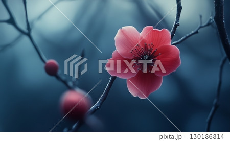 Vibrant witch hazel flower vibrant blossom petal nature plant blurred dark background Vibrant witch hazel flower vibrant blossom petal nature plant blurred dark background 130186814