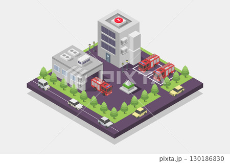 Isometric fire station 130186830