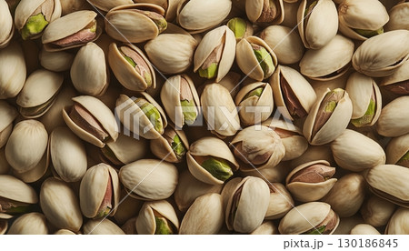 Pistachio organic healthy snack nuts macro photo pattern background 130186845