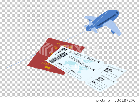 Passport and airline ticket illustration 130187276