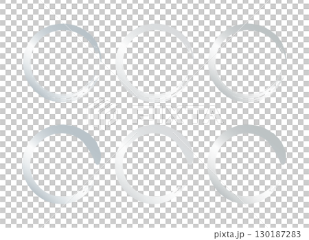 シンプルな筆書きの円のイラストセット 銀色 シンプルな筆書きの円のイラストセット 銀色 130187283