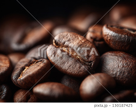 香り高いコーヒー豆の質感 香り高いコーヒー豆の質感 130187425