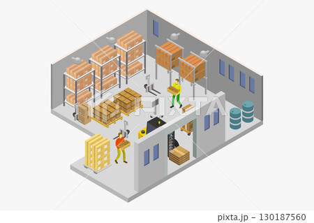 Isometric warehouse 130187560