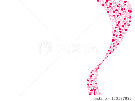 ハート柄の背景 赤系の3色 フチと単色 ハート 130187959