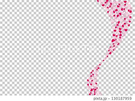 ハート柄の背景 赤系の3色 フチと単色 ハート 130187959