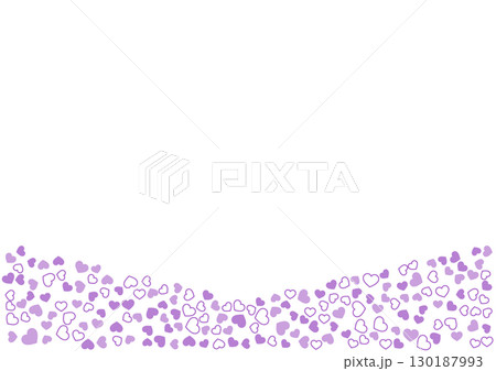 ハート柄の背景 紫系の3色 フチと単色 ハート 130187993