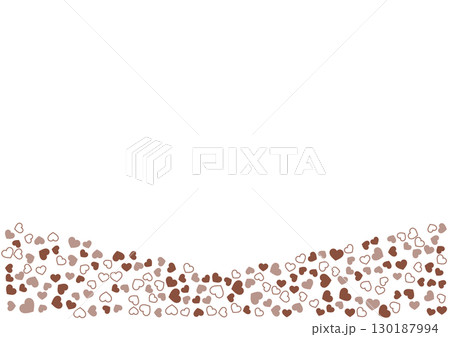 ハート柄の背景 茶系の3色 フチと単色 ハート 130187994