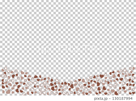 ハート柄の背景 茶系の3色 フチと単色 ハート 130187994