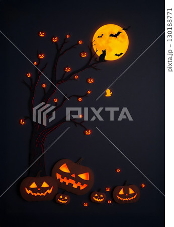 ハロウィンのかぼちゃと不気味なハロウィン背景 130188771