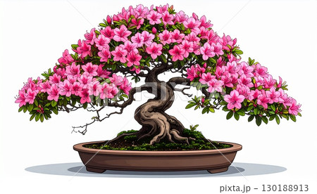 さつきの花盆栽・墨彩風カラーアート さつきの花盆栽・墨彩風カラーアート 130188913