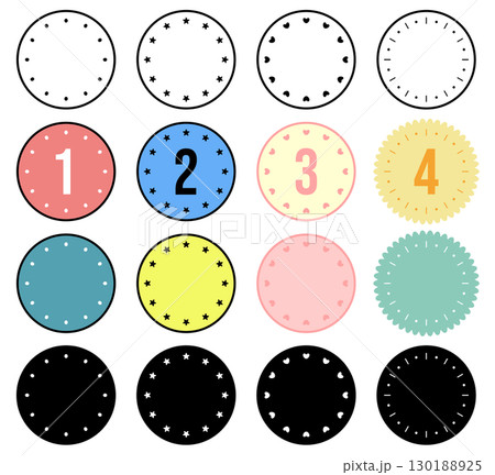 カラフルでかわいいラベルステッカーのイラストセット カラフルでかわいいラベルステッカーのイラストセット 130188925