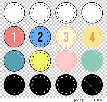 カラフルでかわいいラベルステッカーのイラストセット カラフルでかわいいラベルステッカーのイラストセット 130188925