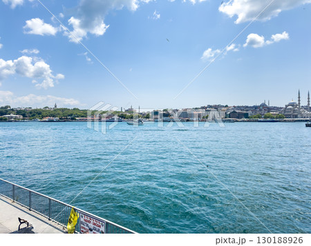 Scenic view of the Sea of Marmara from the street of Istanbul. The photo conveys an atmosphere of tranquility, travel and discovery. 130188926