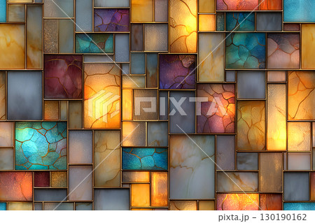 Reflections. Seamless texture of colorful stained glass. 130190162