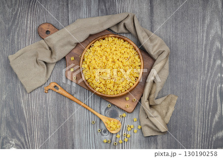 Italian Food background on wooden table. Top view. Italian Food background on wooden table. Top view. 130190258