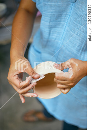 The process of creating pottery.  130190339